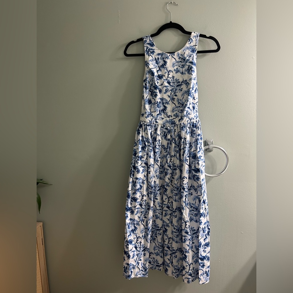 NWT jack willis blue and white floral cotton dress midi